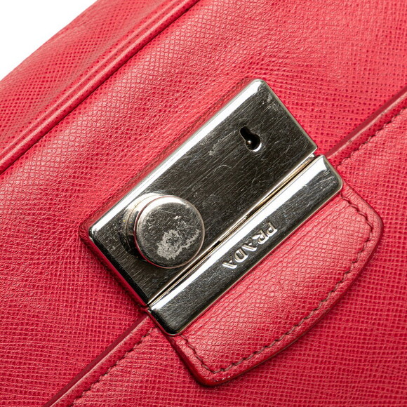 Prada Crossbody Chain Shoulder Bag Pink Saffiano Leather - Picture 8 of 9